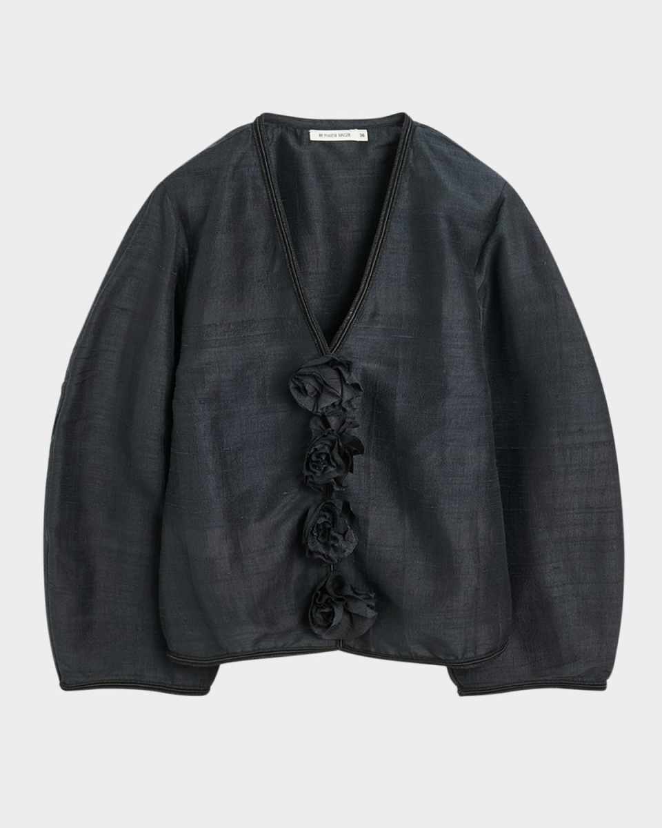 Mineas Floral Applique Silk Blouse